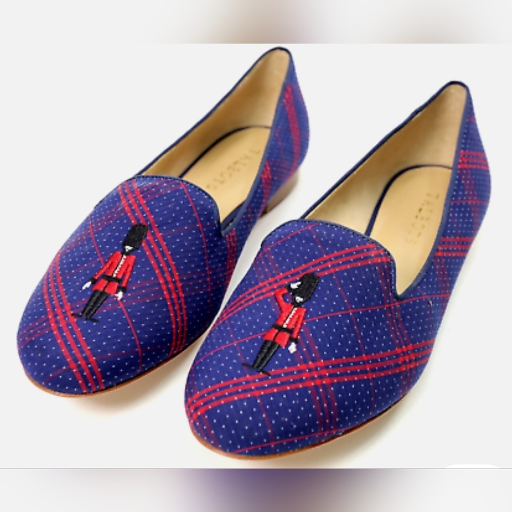 NWOT Talbots Ryan Loafer Size 7M London Collection Palace Guard Micro Dot Plaid